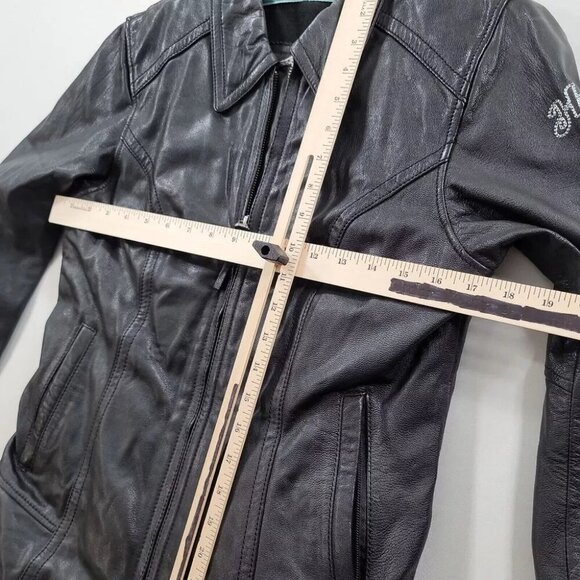 Harley Davidson Cascade Women's Leather Jacket Turquoise Tribal small tall EUC​ - Picture 9 of 10